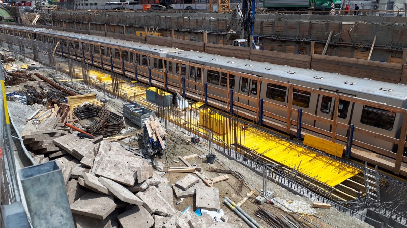 U4 Pilgramgasse: Construction work in underground shaft