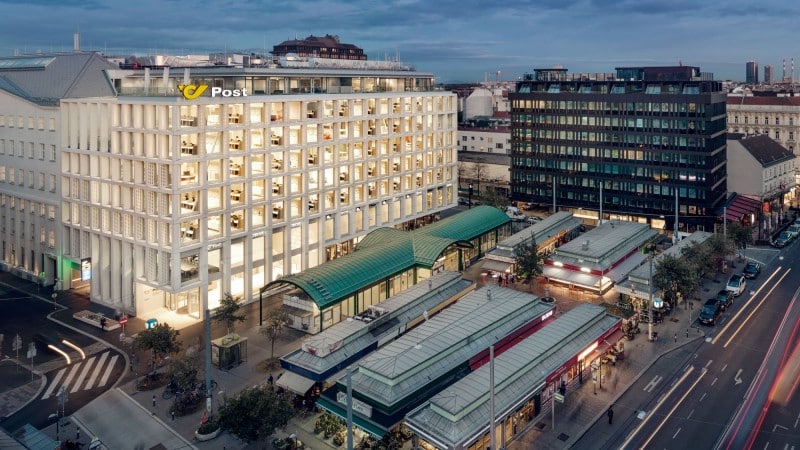 Post am Rochusplatz in Wien - Fertigteilbau