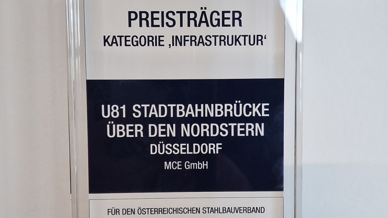 MCE gewinnt Stahlbaupreis 2025 für Stadtbahnbrücke in Düsseldorf © MCE GmbH